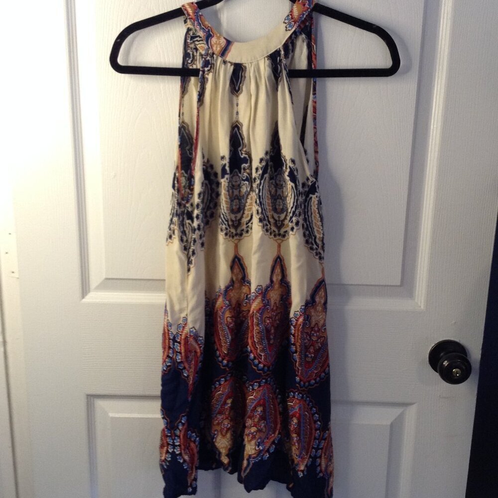 Fashion Darcy Halter Shift Dress "M" 100% Rayon Sundress Paisley Bohemian Chic